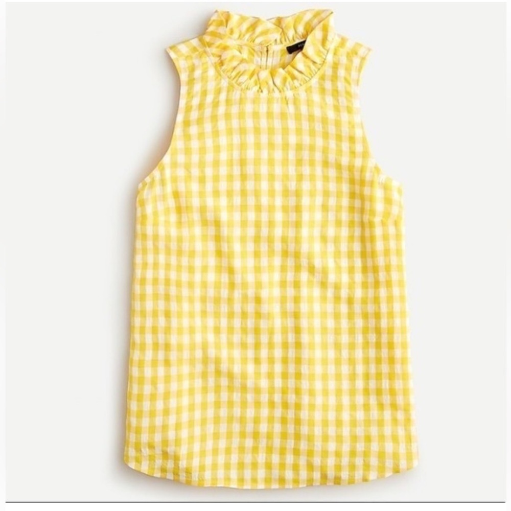 J CREW YELLOW GINGHAM SLEEVELESS TOP Size Small